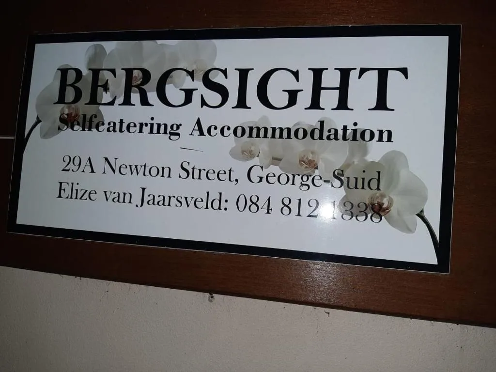 Bergsight property sign with address and contact information displayed